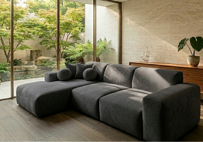 sofá seccional gris