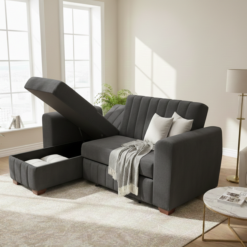 sofá cama baúl felpa