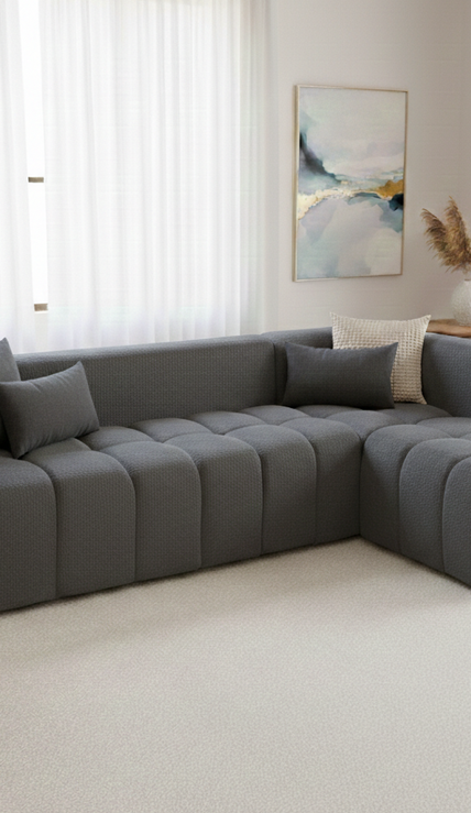 Sofá en L color gris