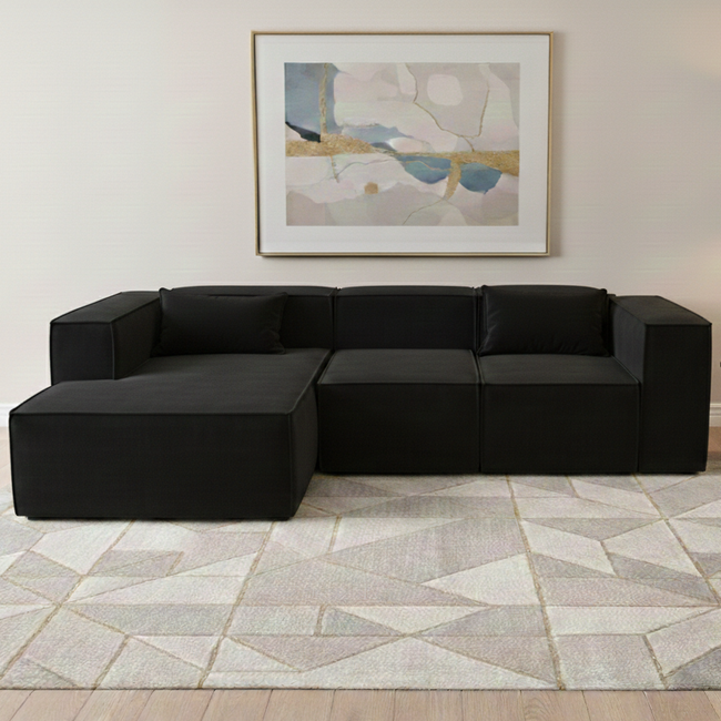 sofá seccional 3 cuerpos negro