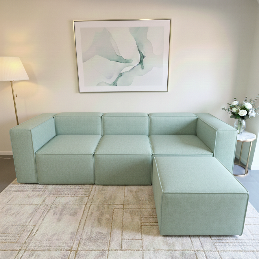 sofá seccional 4 cuerpos color menta