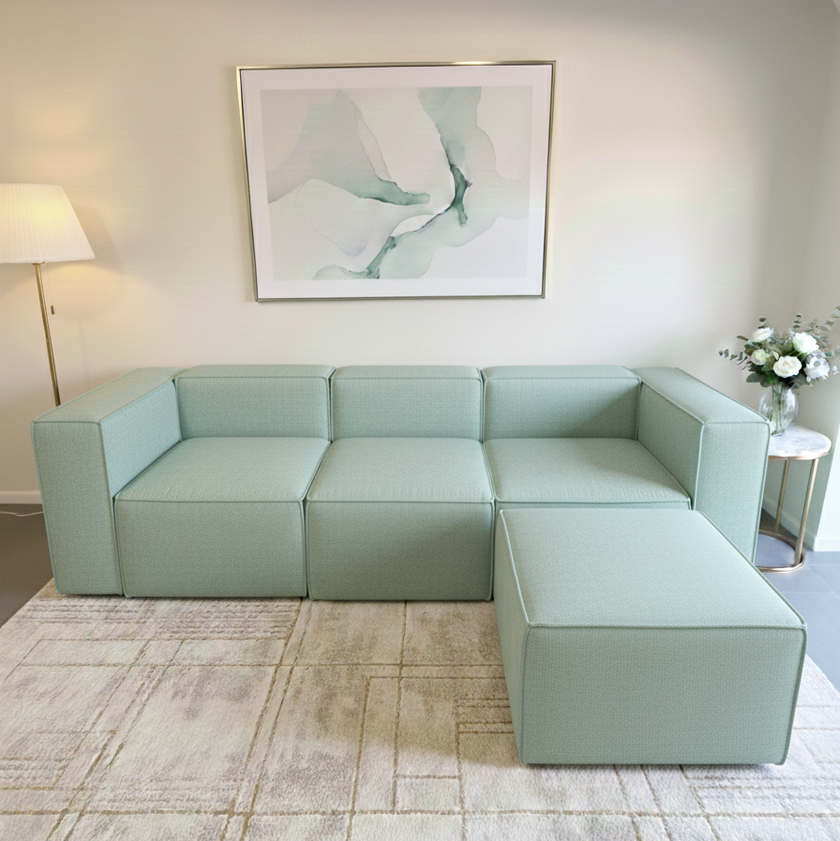sofá seccional 4 cuerpos color menta