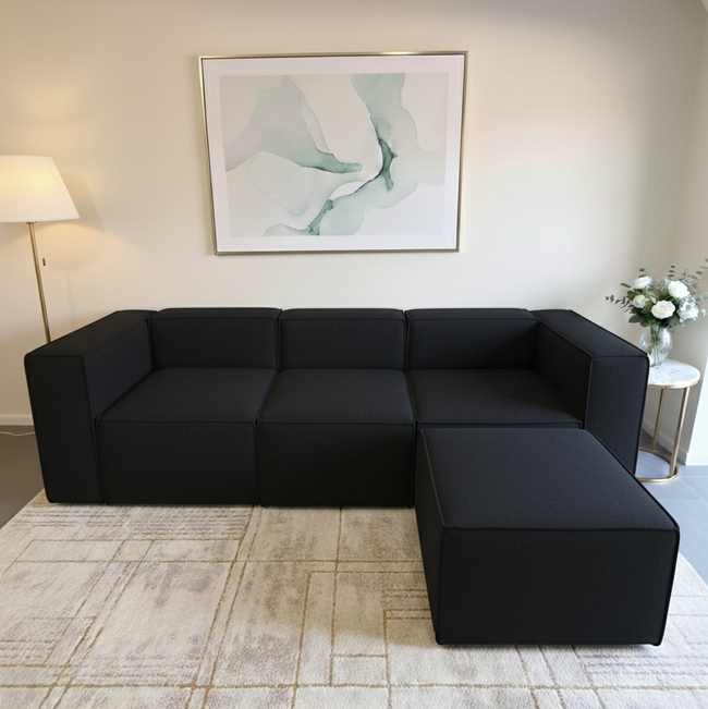 sofá seccional 4 cuerpos negro