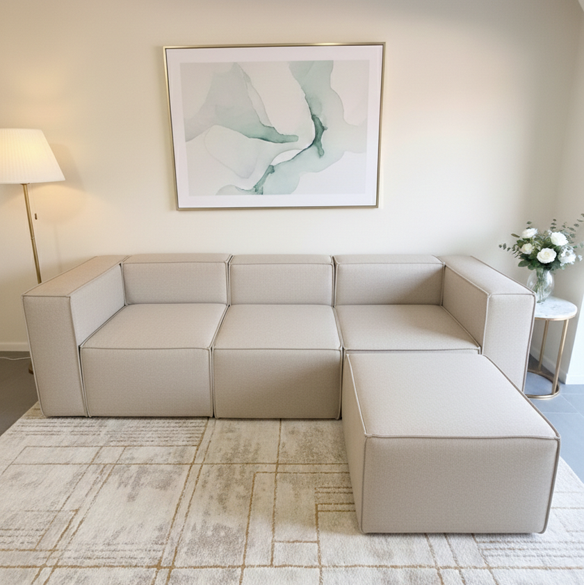 sofá seccional beige