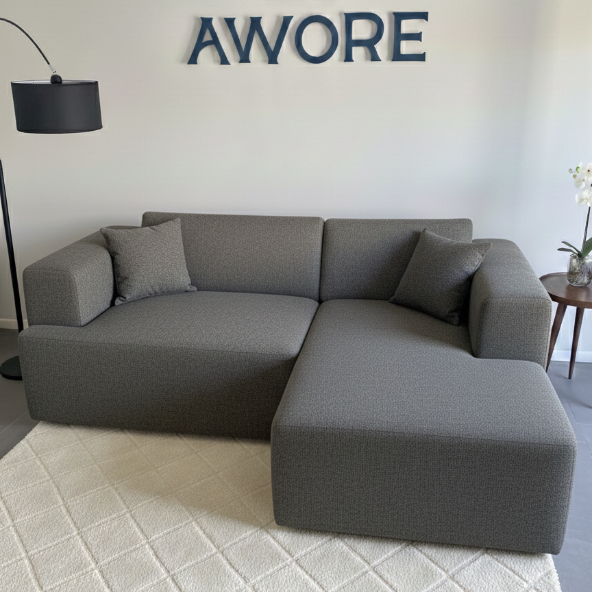 sofá seccional gris claro